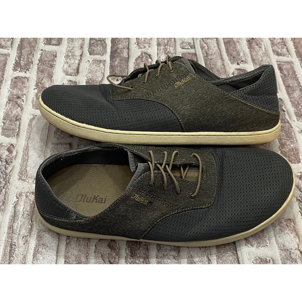 Olukai Nohea Moku Men Sz 11 Gray Slip On Mesh Dock Beach Casual‎ Sneakers Shoes